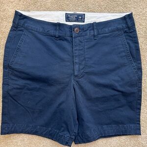 Abercrombie & Fitch Men's Navy Flat-Front Cotton Shorts